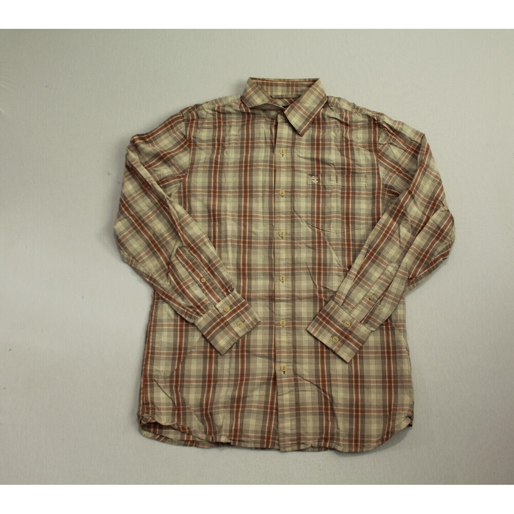 Timberland Brown Plaid Casual Button Down Shirt Size Small